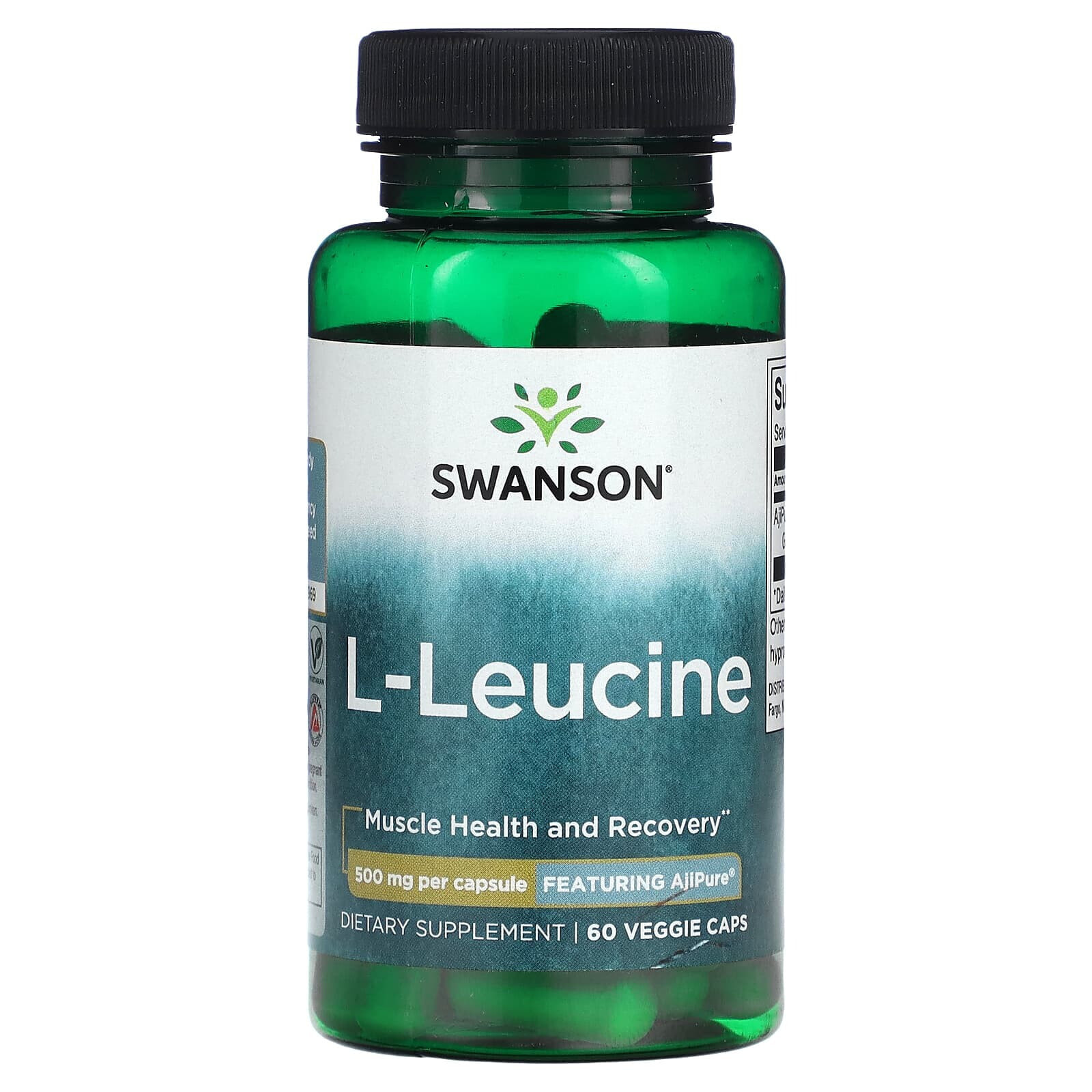 Swanson, L-лейцин, 500 мг, 60 растительных капсул