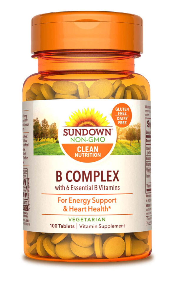 Sundown Naturals B Complex Комплекс витамнов группы B для здоровья сердца, нервной системы и улучшения обмена веществ 100 таблеток