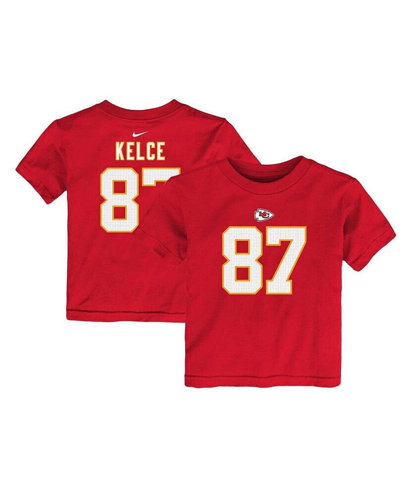 Nike toddler Boys and Girls Travis Kelce Red Kansas City Chiefs Player Name and Number T-shirt