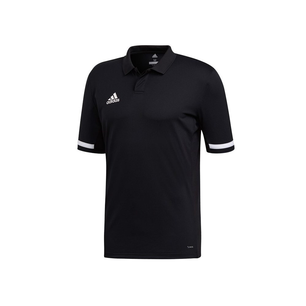 Мужская футболка-поло спортивная черная с логотипом Adidas Team 19