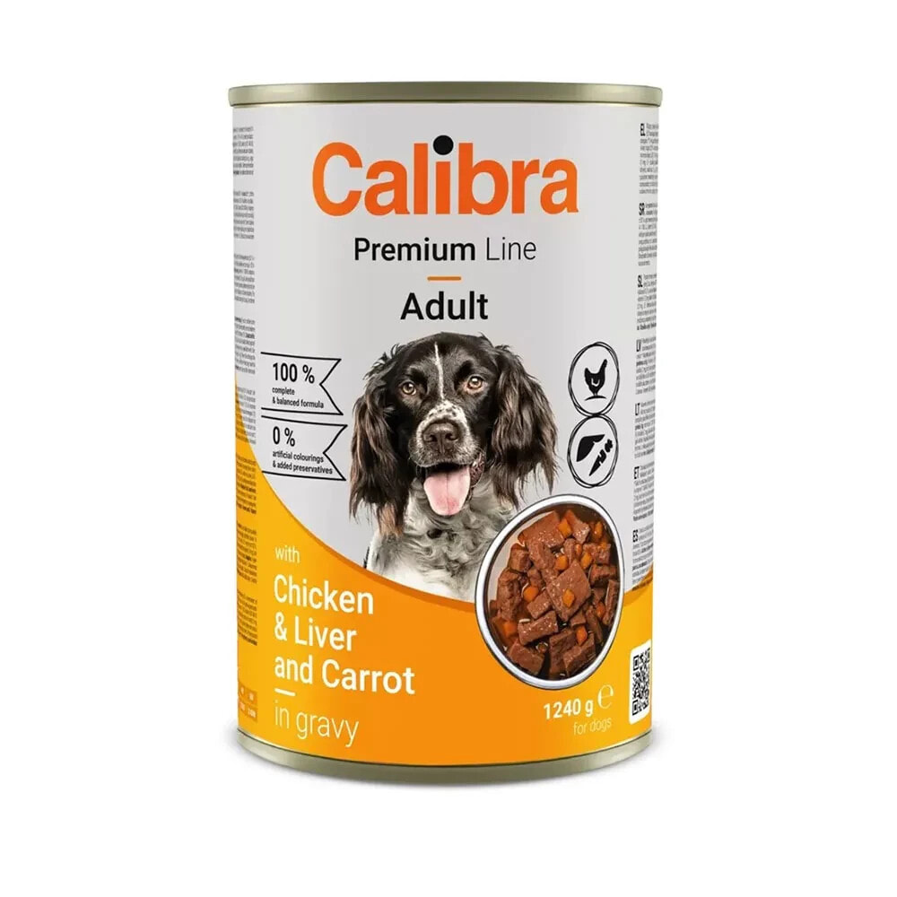 CALIBRA Premium line adult chicken with liver and carrot wet dog food 1240g