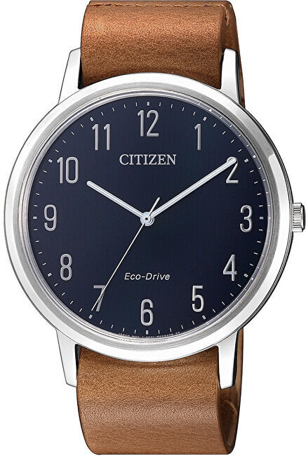 Мужские наручные часы с коричневым кожаным ремешком BJ6501-10L Citizen