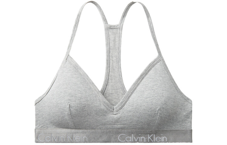 CK/Calvin Klein 细肩带心型领舒适薄衬工字美背文胸 女款 浅灰色 / Белье CKCalvin Klein QP1668O-P7A