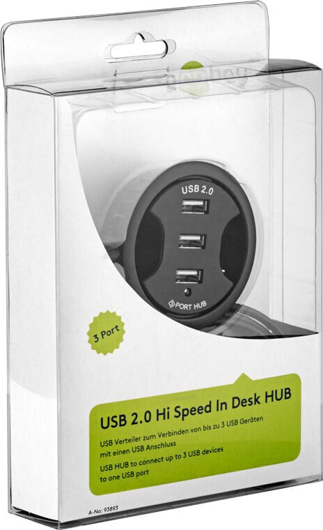 Goobay USB - HUB EinbauHUB 3 Port 60mm Черный 93893