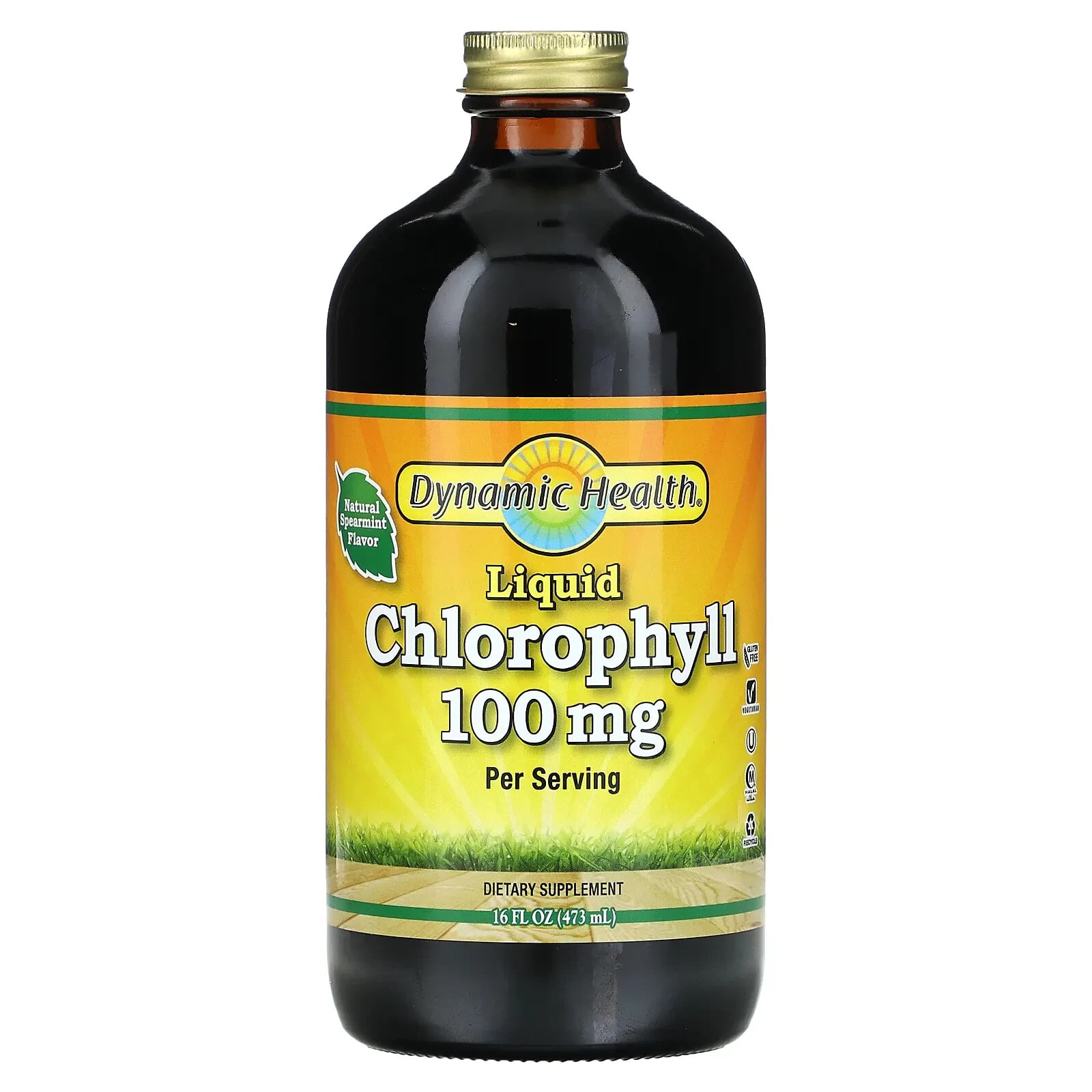 Dynamic Health, Жидкий хлорофилл, натуральная мята колосистая, 100 мг, 473 мл (16 жидк. Унций)