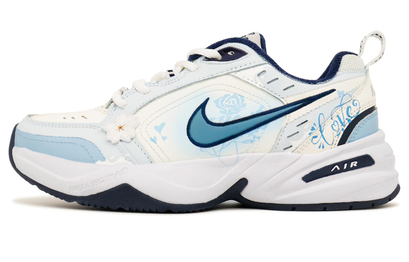 Nike Air Monarch 4 Chunky Sneakers Unisex Low-Top Off White/Blue