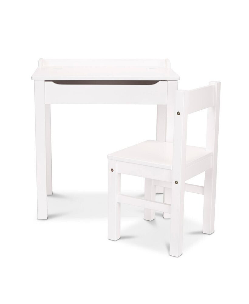 Wooden Lift-Top Desk & Chair - White