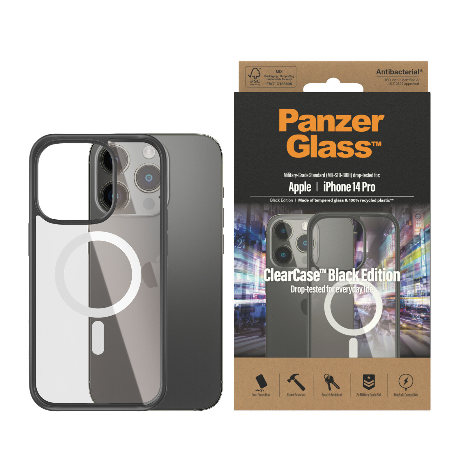 PanzerGlass ™ ClearCase MagSafe Compatible Apple iPhone 14 Pro | Black -  Cover - Apple - Apple - iPhone 14 Pro - 15.5 cm (6.1