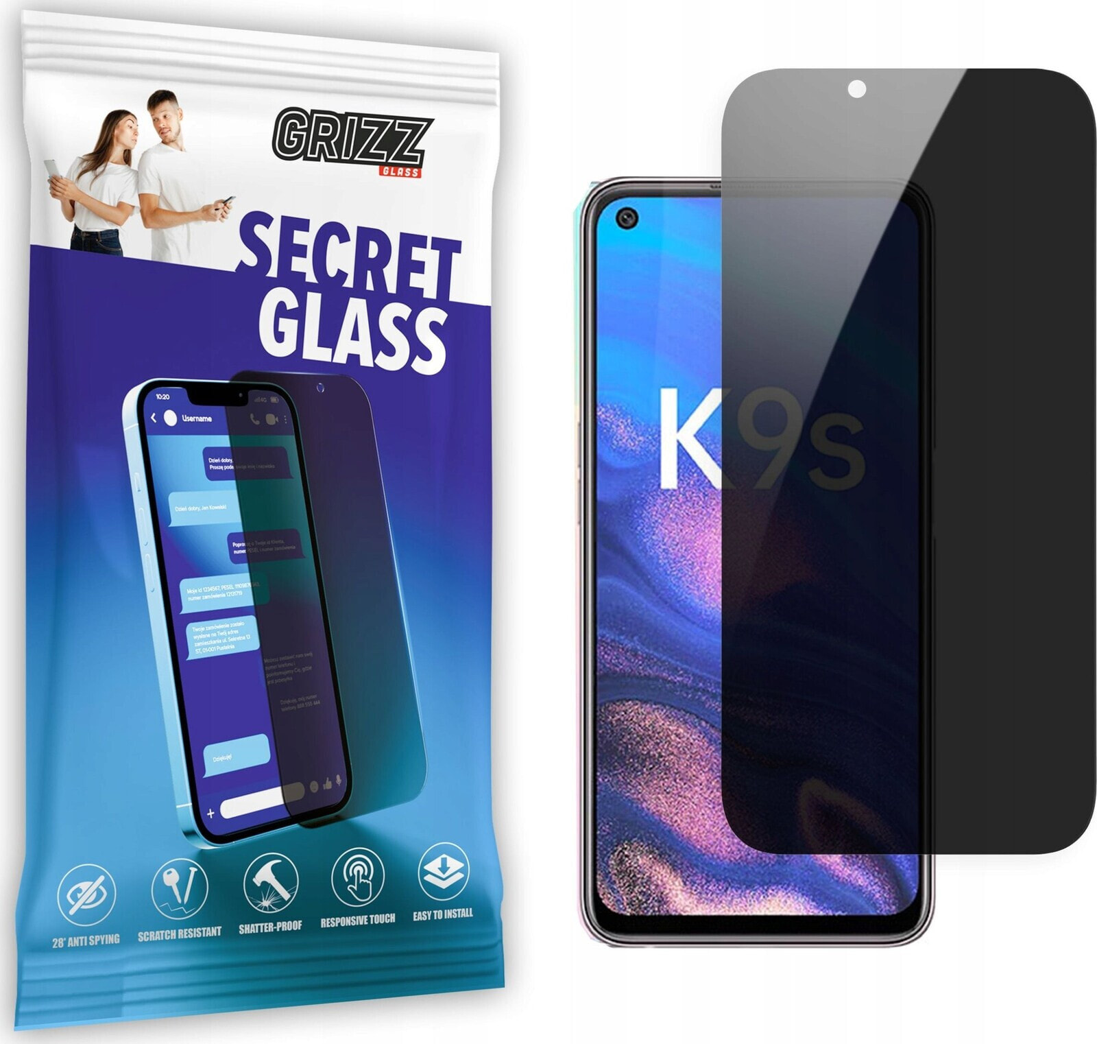 GrizzGlass Szkło prywatyzujące GrizzGlass SecretGlass Oppo K9s