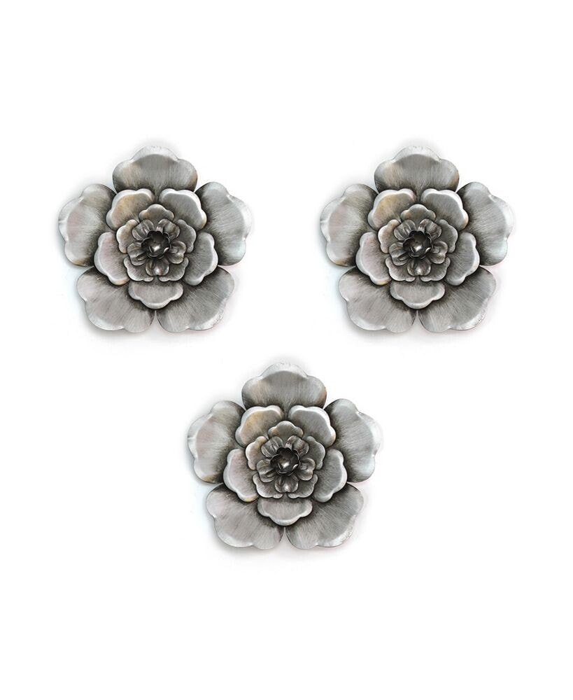 Stratton Home Décor stratton Home Decor Silver-tone Metal Wall Flowers Set of 3