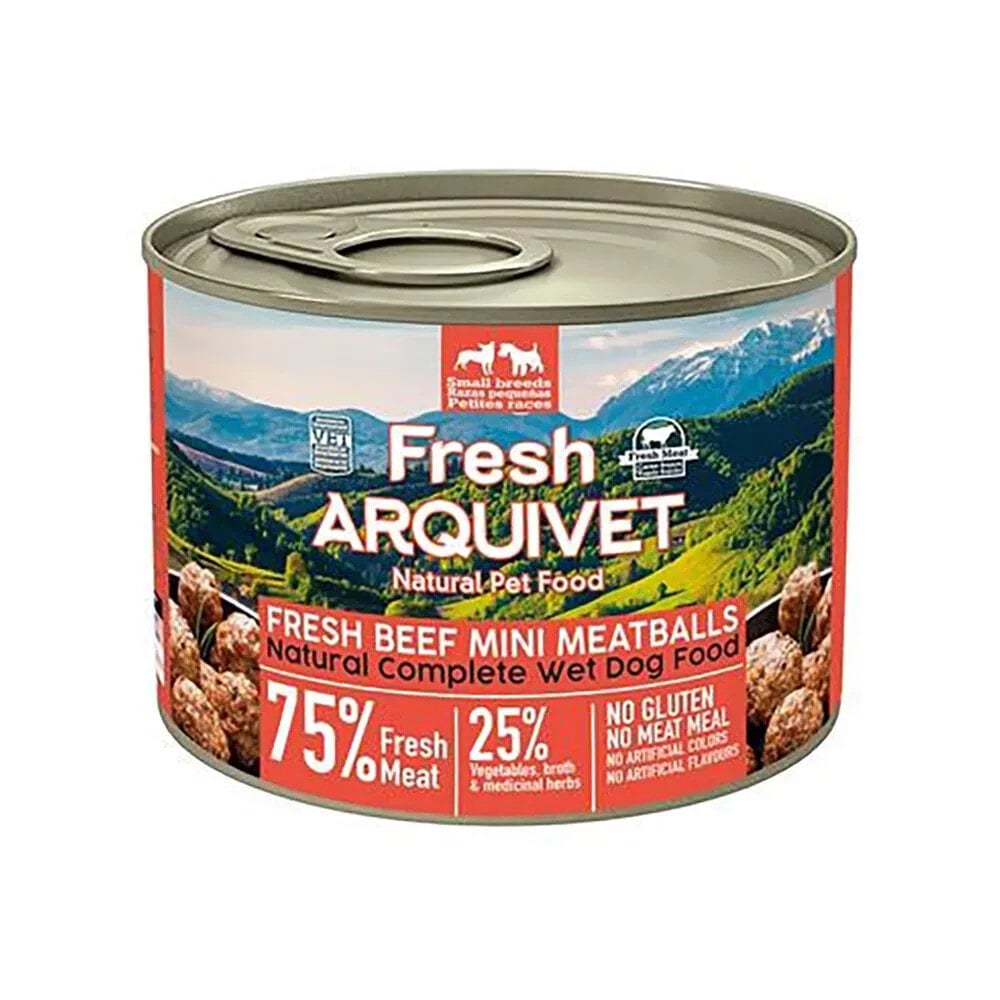 ARQUIVET Fresh beef mini meatballs wet dog food 200g