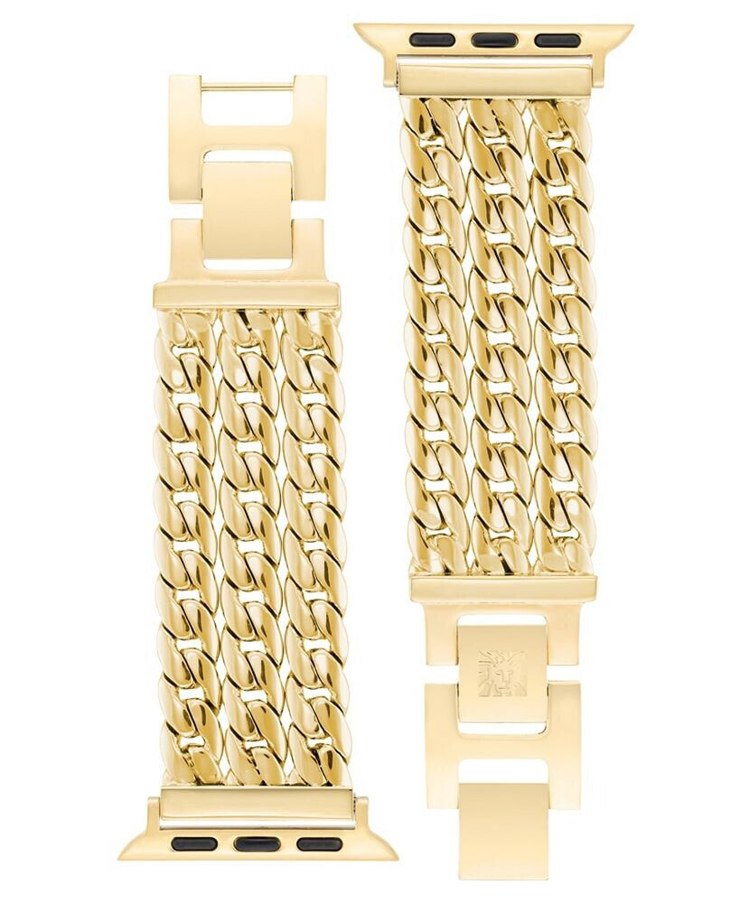 Anne Klein women's Gold-Tone Alloy 3-Row Chain Bracelet Compatible with 38/40/41mm Apple Watch