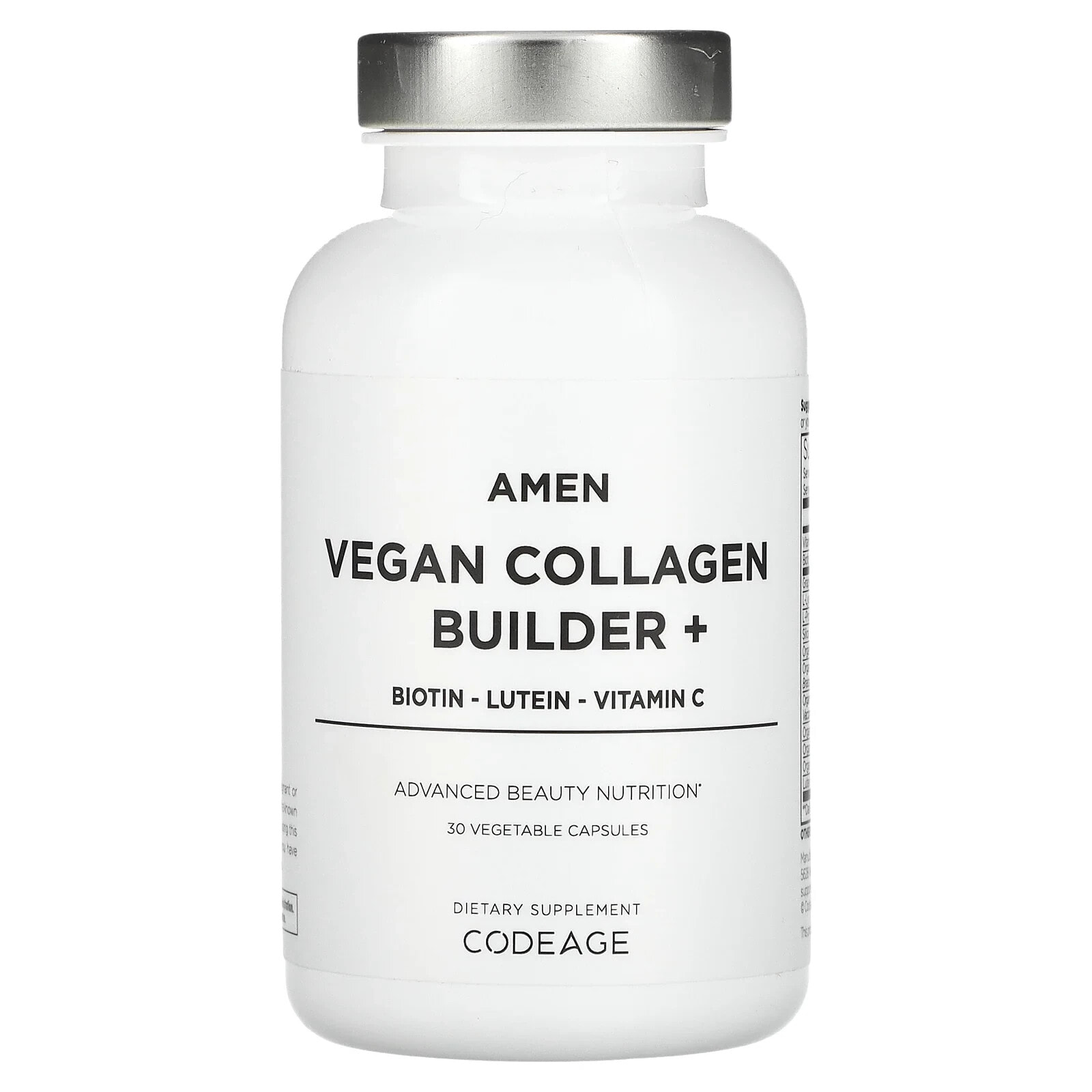 Codeage, Amen, Vegan Collagen Builder+, 30 Vegetable Capsules
