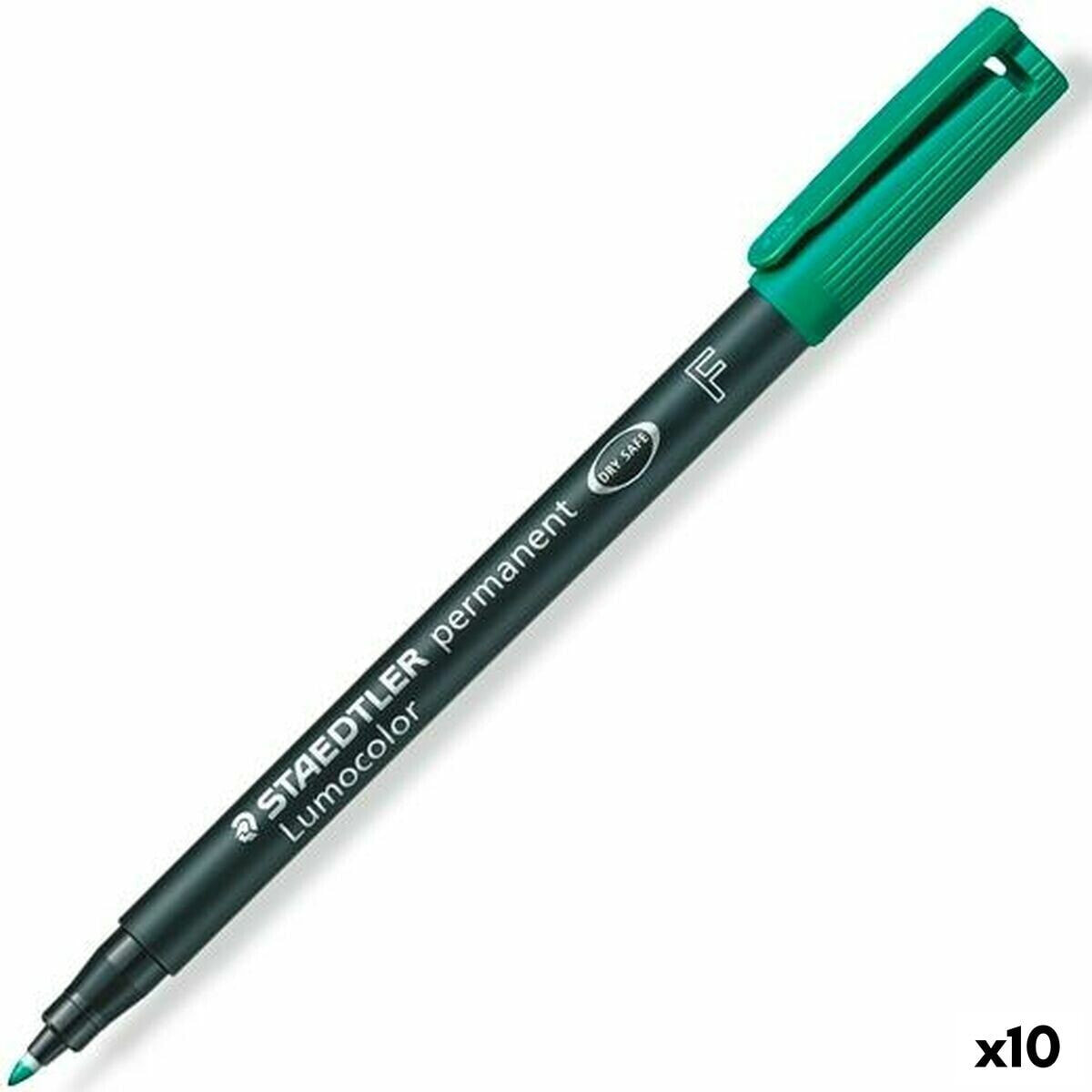 Постоянный маркер Staedtler Lumocolor 318 F Зеленый (10 штук)