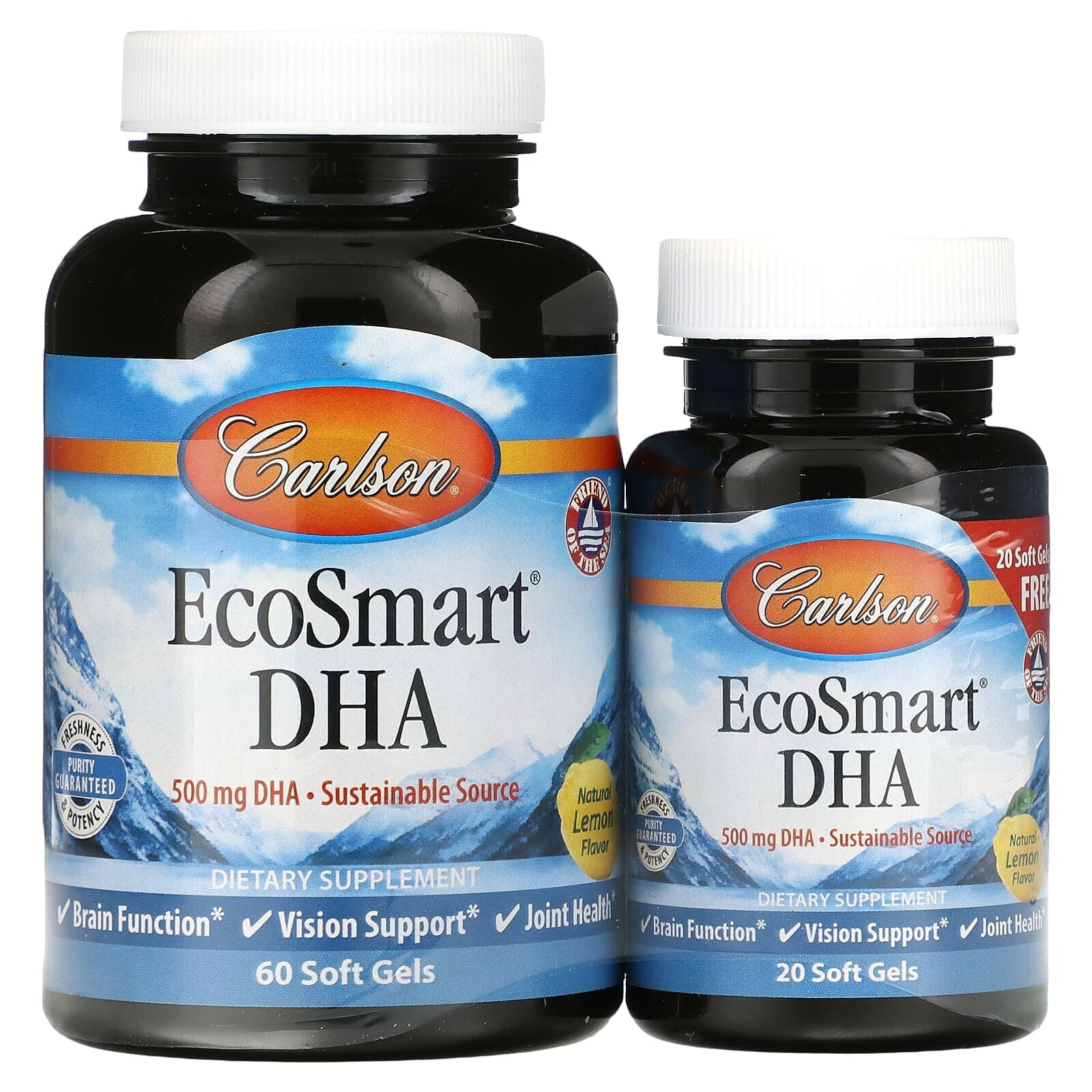 Carlson, EcoSmart DHA, натуральный лимон, 500 мг, 120 мягких таблеток
