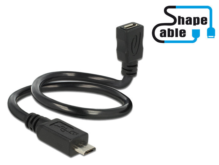 DeLOCK 0.35m, 2xUSB2.0 Micro-B USB кабель 0,35 m 2.0 Micro-USB B Черный 83924
