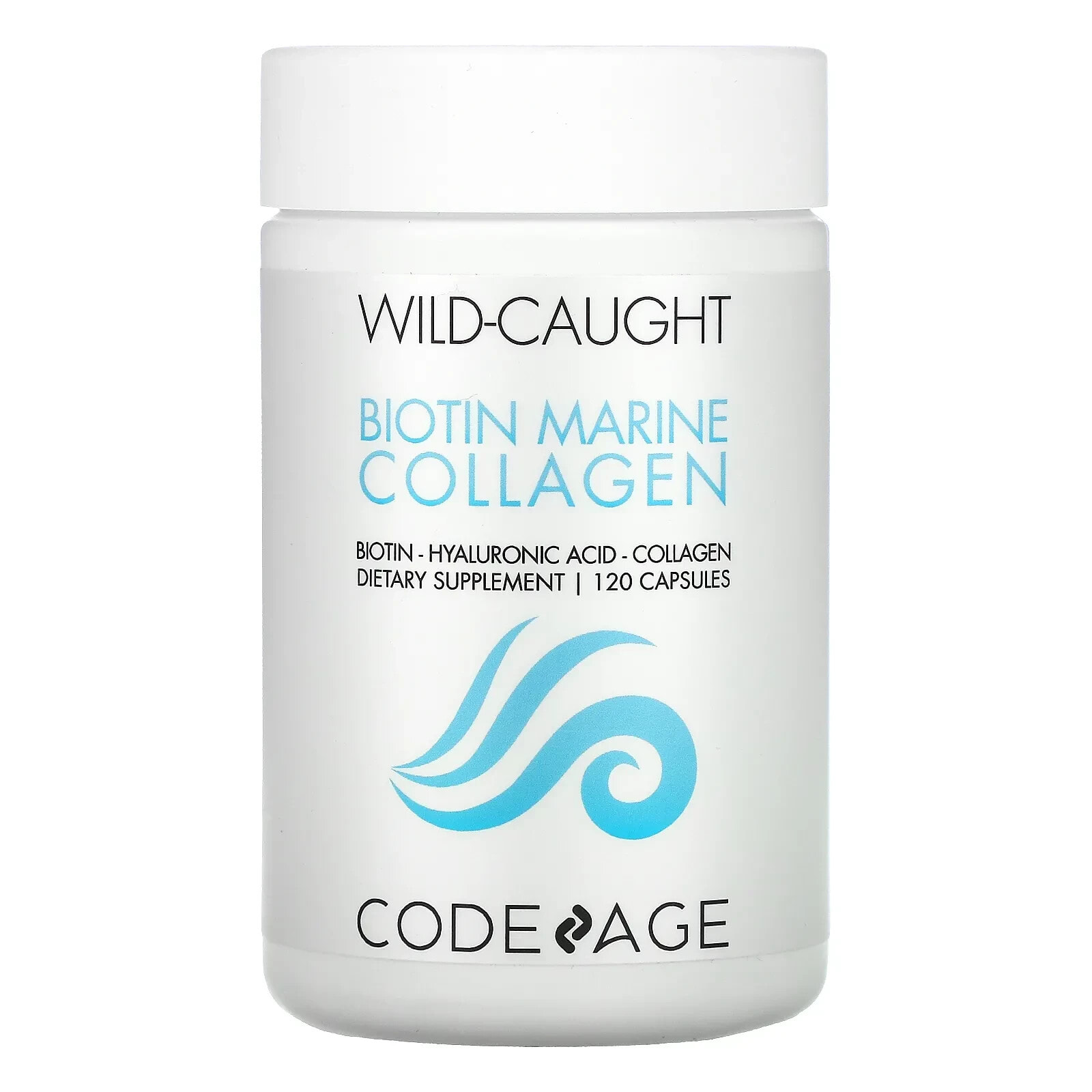Wild Caught, Biotin Marine Collagen, Hyaluronic Acid, 120 Capsules