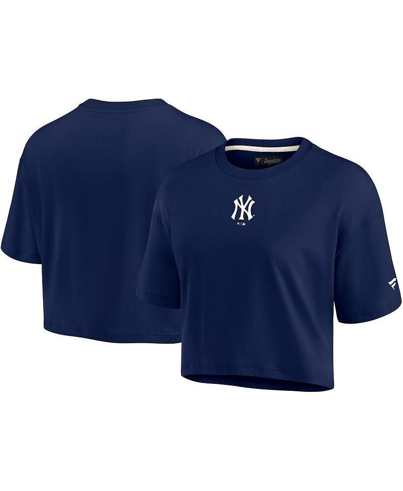 Fanatics Signature women's Navy New York Yankees Super Soft Short Sleeve Cropped T-shirt