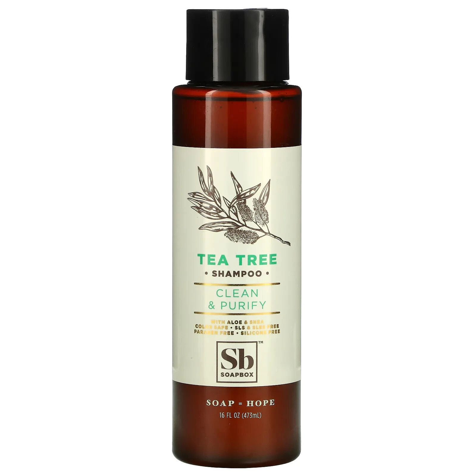 Soapbox Tea Tree Shampoo Бодрящий и очищающий шампунь с экстрактом чайного дерева 473 мл