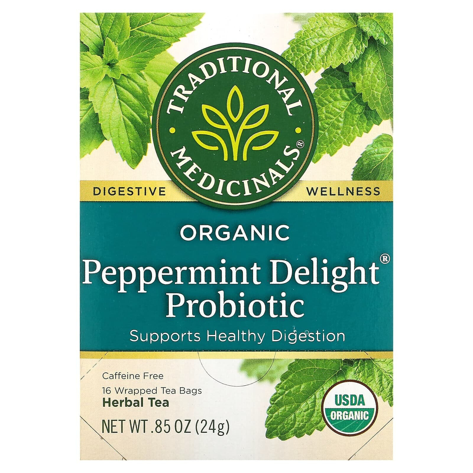 Organic Dandelion Chai Probiotic, Caffeine Free, 16 Wrapped Tea Bags, 1.19 oz (33.6 g)