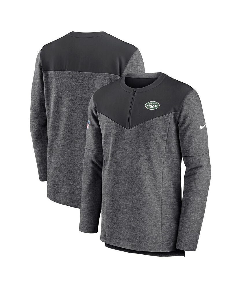 Nike men's Charcoal New York Jets Sideline Lockup Performance Quarter-zip Jacket