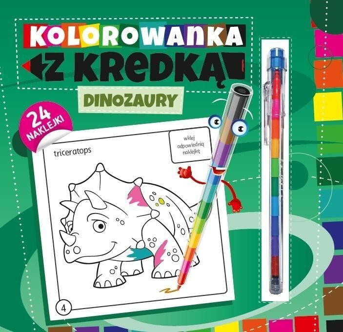 Раскраска для рисования Wydawnictwo Pryzmat Kolorowanka z kredką. Dinozaury