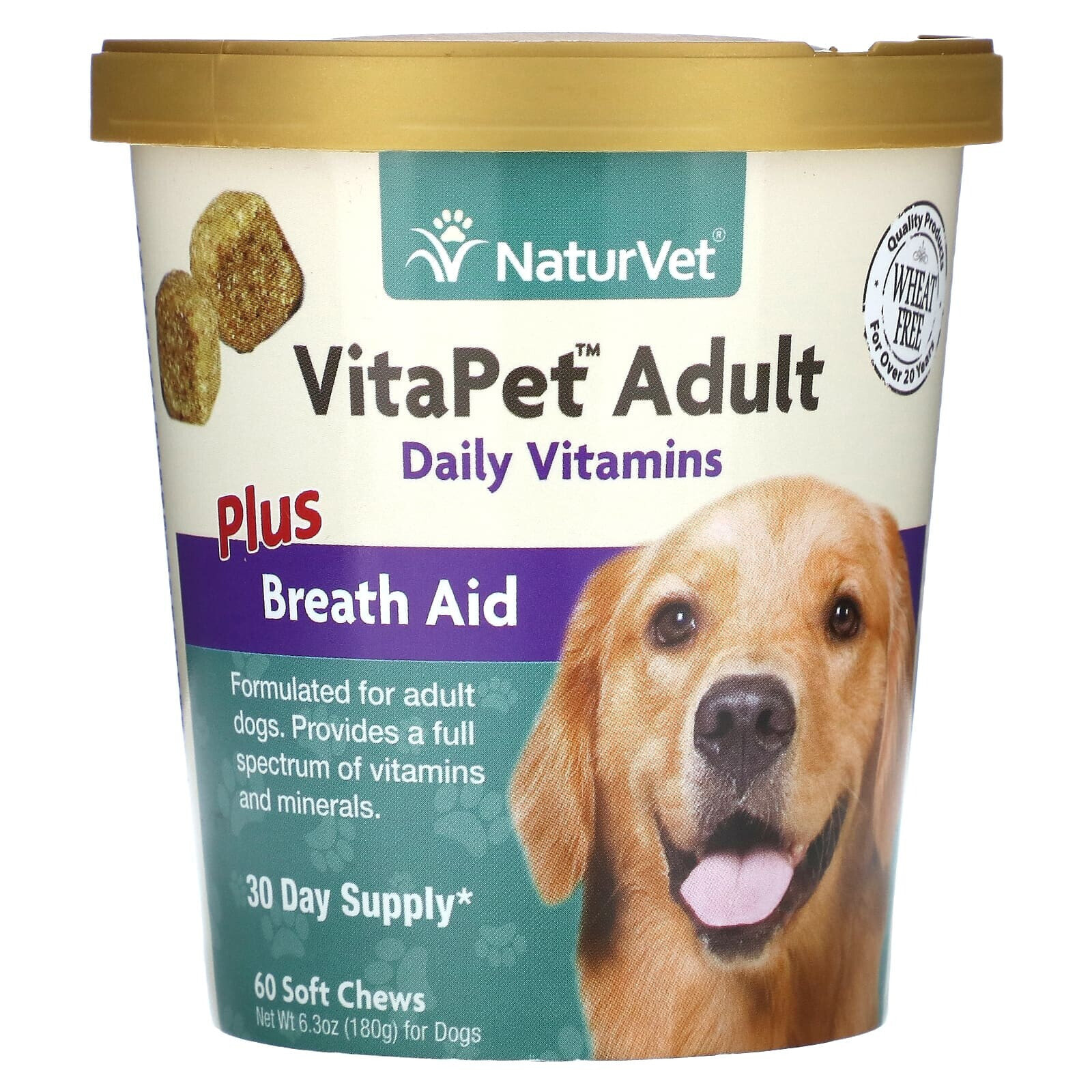 VitaPet Adult , Daily Vitamins Plus Breath Aid, For Dogs, 60 Soft Chews, 6.3 oz (180 g)