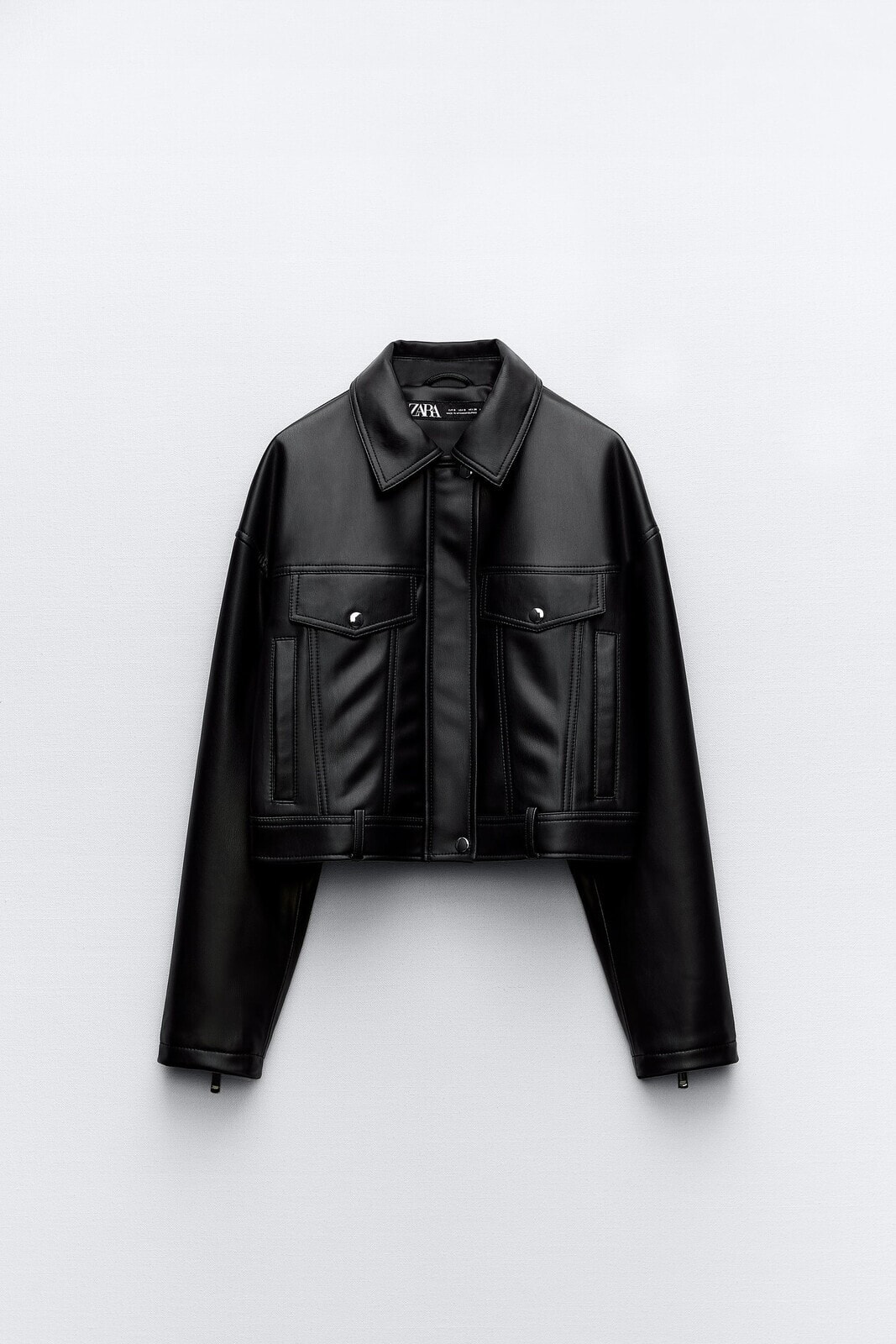 Short leather effect jacket