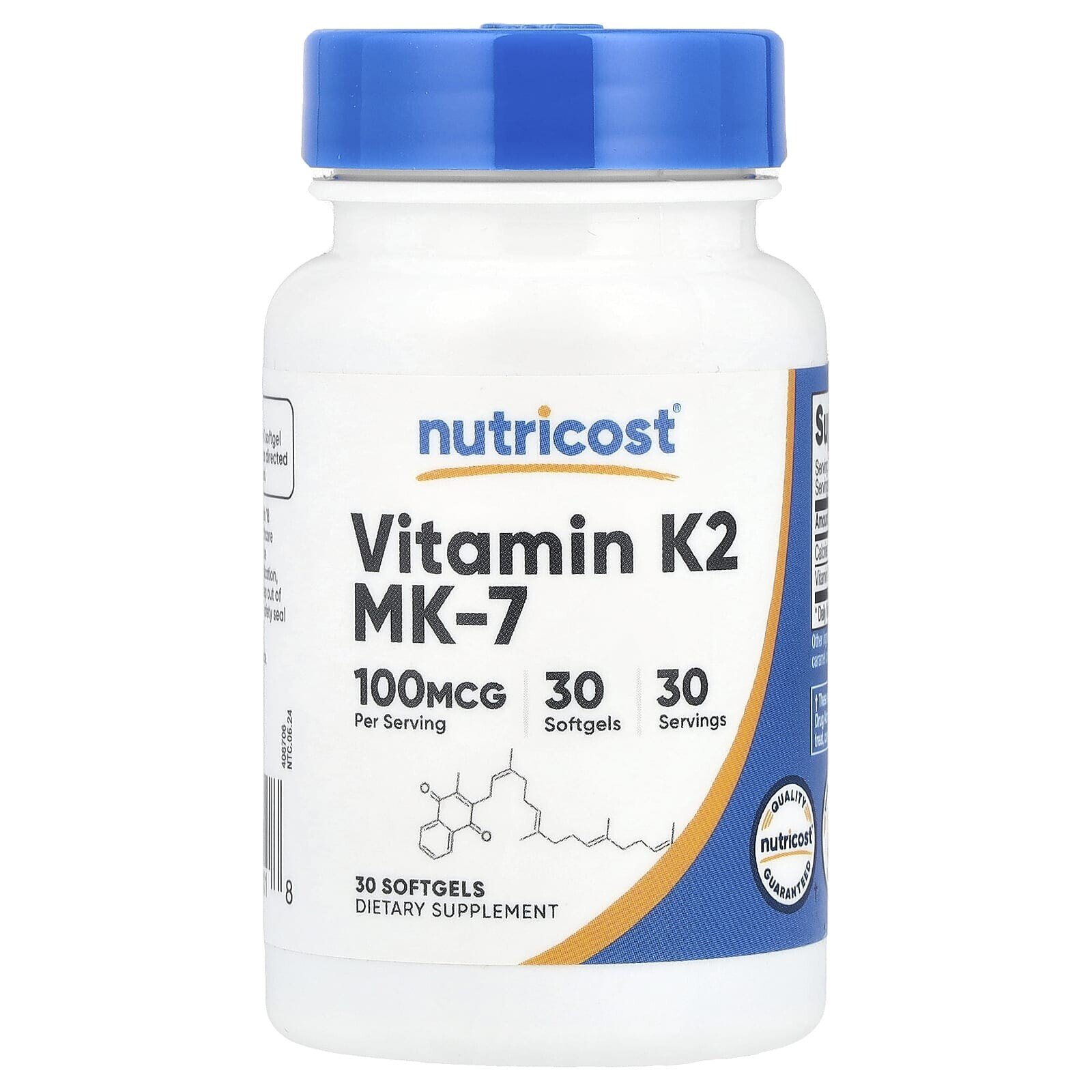 Vitamin K2 MK-7, 100 mcg, 30 Softgels