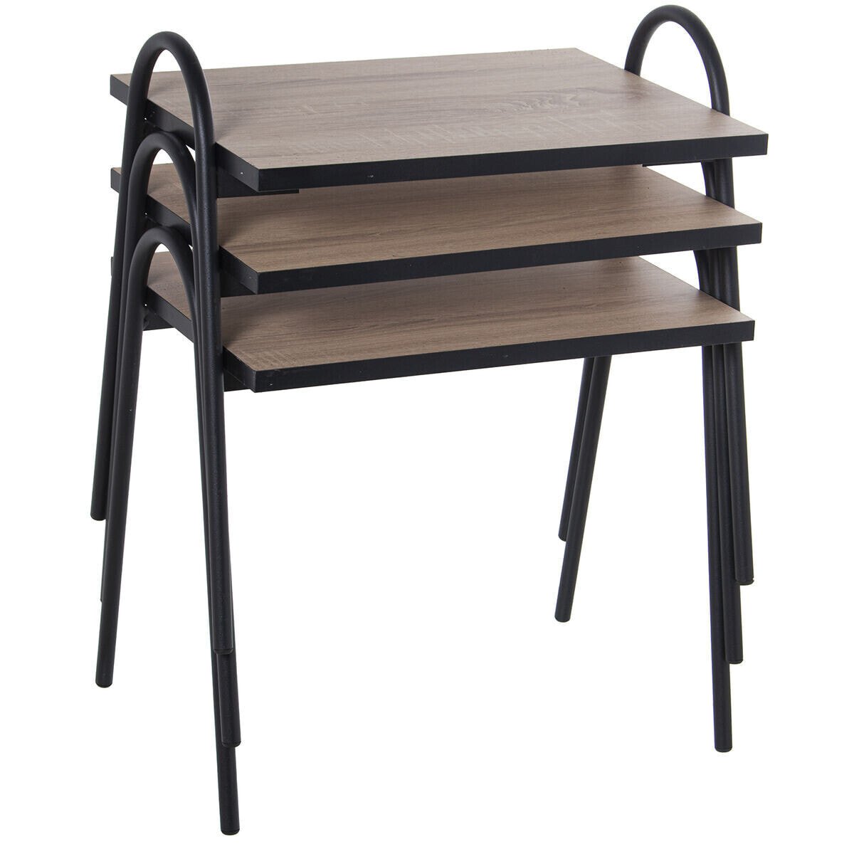 Set of 3 tables Alexandra House Living Brown Black Wood