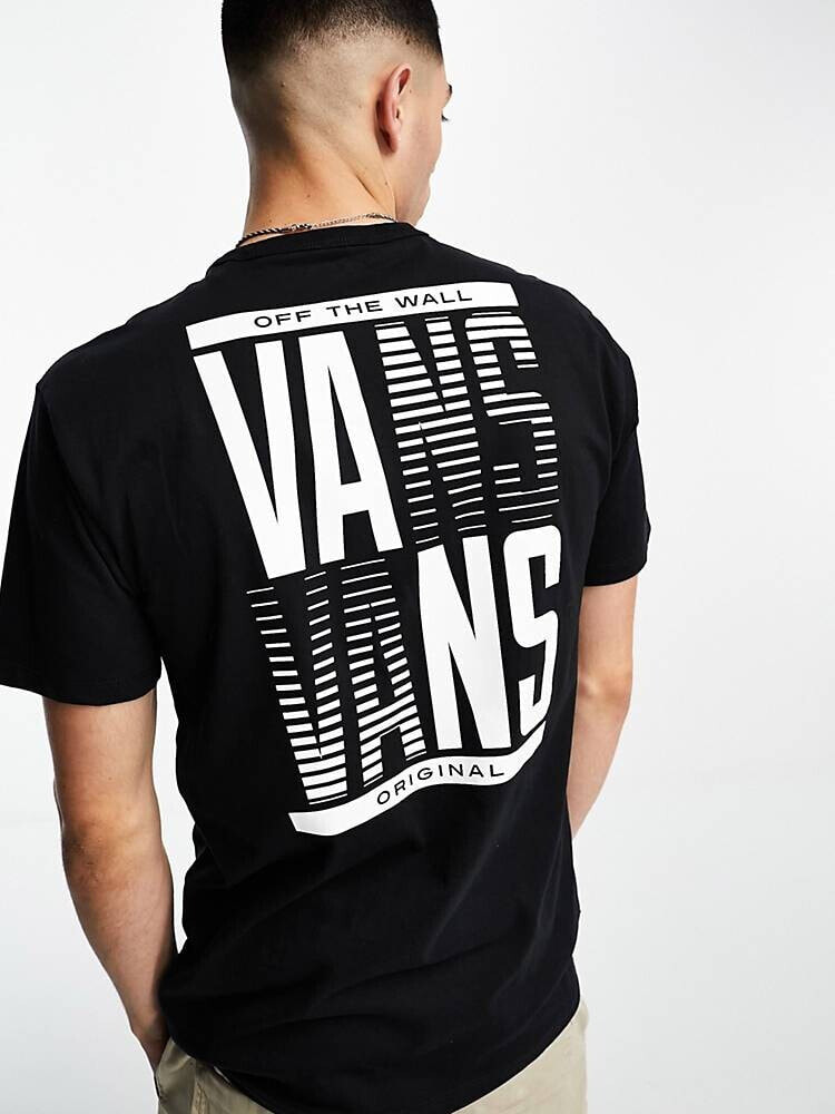 Vans – Off The Wall – T-Shirt in Schwarz mit Stapelprint auf dem Rücken