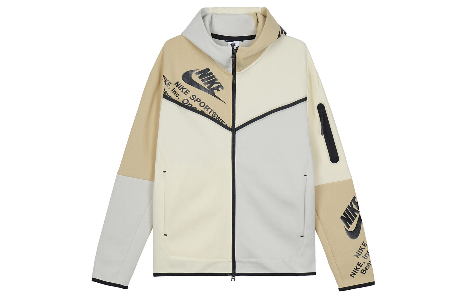 Nike Sportswear Tech Fleece Printed Full Zip Hoodie Light Bone Coconut Milk Sesame Black Nike XL 8288 Nike