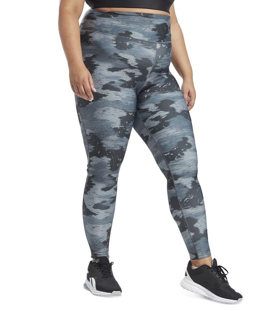 Reebok plus Size Workout Ready Camo-Print Leggings цвет черный — купить  недорого с доставкой, 17725321