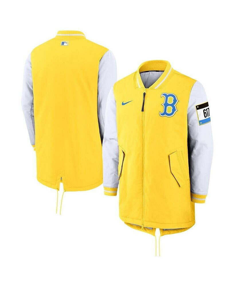 Nike men's Yellow Boston Red Sox Authentic Collection 2022 City Connect Dugout Jacket