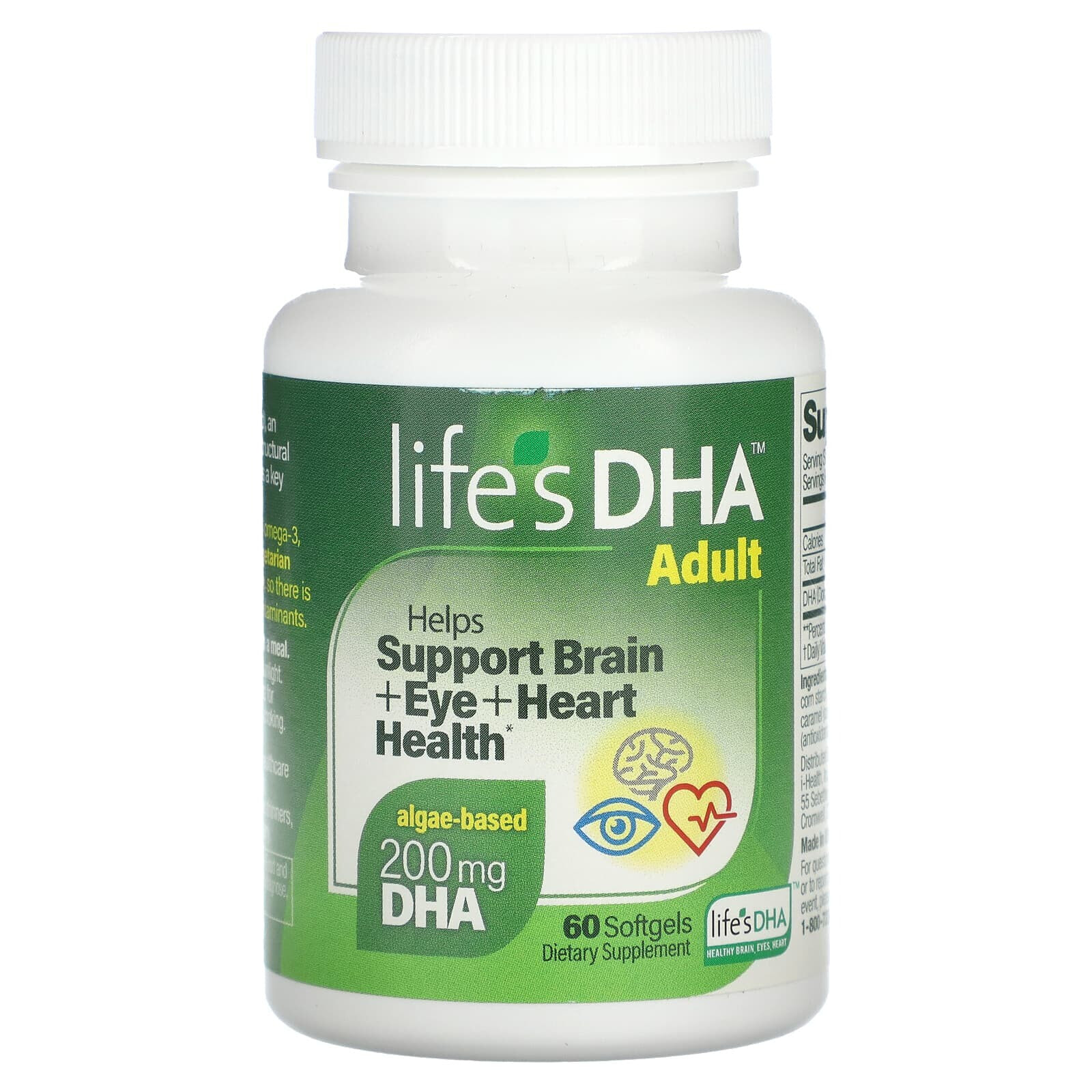 Life's DHA, Для взрослых, поддержка здоровья мозга, глаз и сердца, 200 мг, 60 мягких таблеток