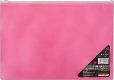 Penmate Envelope with zipper A4 PP-P56 red PENMATE
