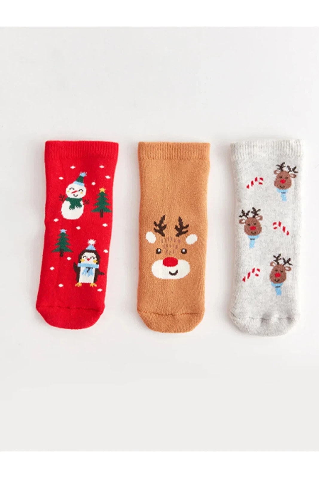 Yılbaşı Temalı Erkek Bebek Soket Çorap 3'lü Noel Yılbaşı Çorapları