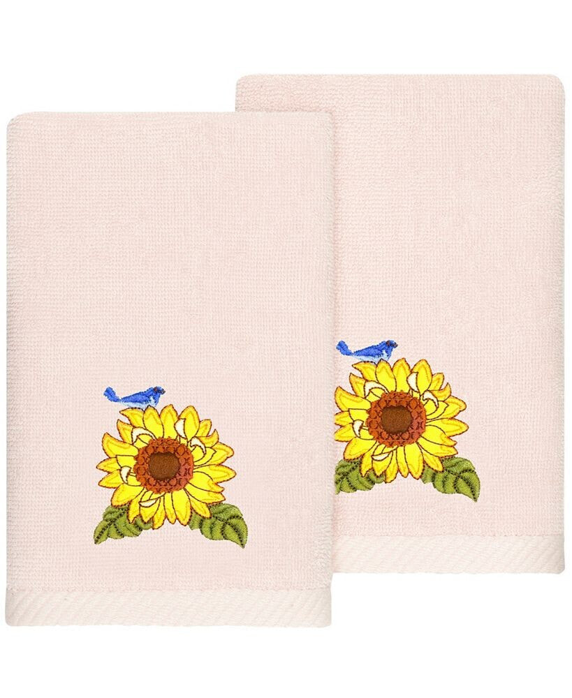 Linum Home textiles Turkish Cotton Girasol Embellished Fingertip Towel Set, 2 Piece