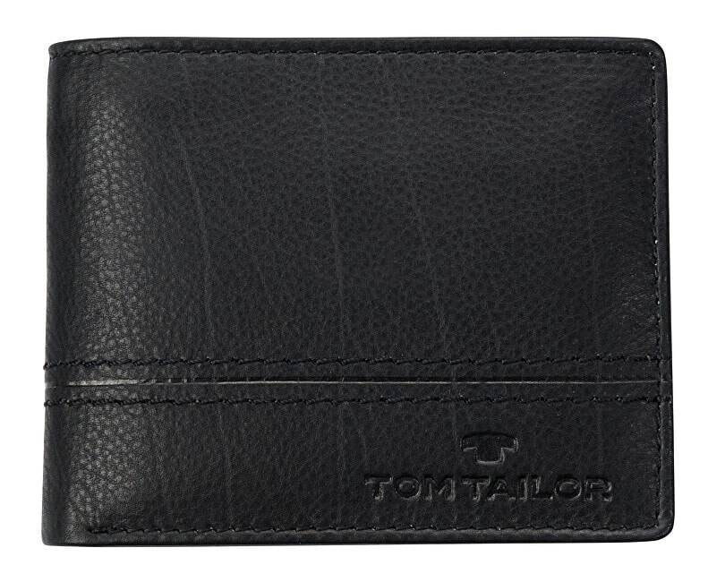Мужское портмоне кожаное черное горизонтальное без застежки Tom Tailor  Mens leather wallet 12215 60 Black