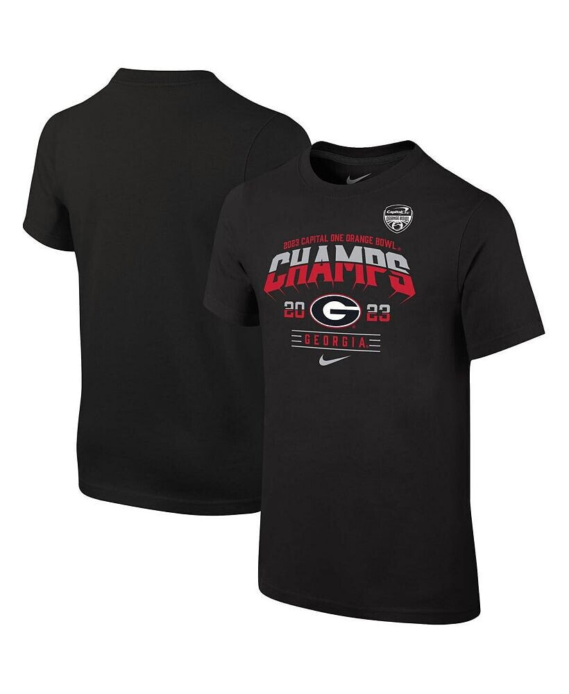 Nike big Boys and Girls Black Georgia Bulldogs 2023 Orange Bowl Champions Locker Room T-shirt