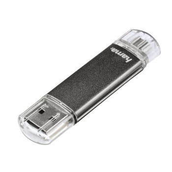 Hama Laeta Twin 16GB USB флеш накопитель USB тип-A 2.0 Серый 00123924