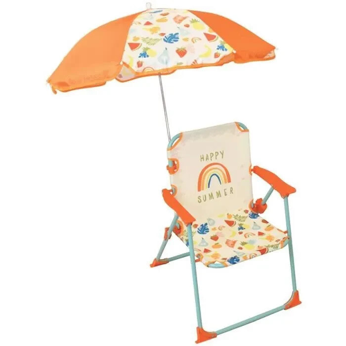 FUN HOUSE Fruity's Klappbarer Campingstuhl mit Sonnenschirm - H.38,5 x B.38,5 x T.37,5 cm + Sonnenschirm 65 cm - Fr Kinder