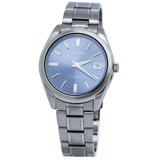 Мужские наручные часы с серебряным браслетом Seiko Classic Quartz Blue Dial Mens Watch SUR371