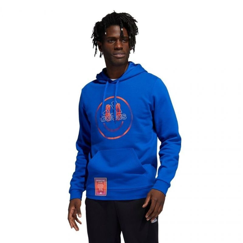 Мужское худи с капюшоном спортивное синее с логотипом Adidas You Feel Me Hoodie M H18787