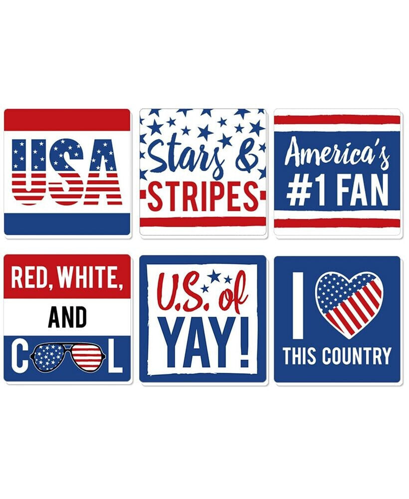 Big Dot of Happiness stars & Stripes - USA Patriotic Party Decorations - Drink Coasters - Set of 6