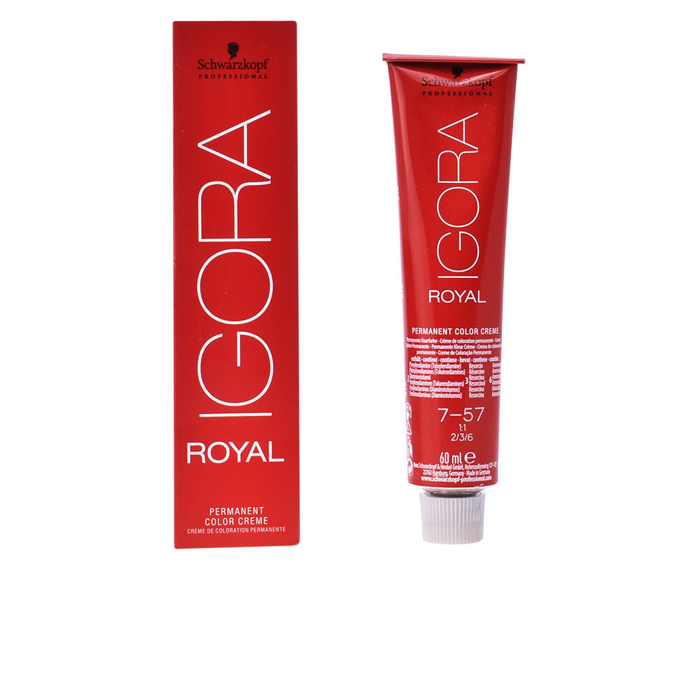 Schwarzkopf Igora Royal Permanent Color Creme No. 7-57 Medium Blonde Golden Copper Интенсивная перманентная крем-краска для волос, оттенок средне-русый золотисто-медный 60 мл