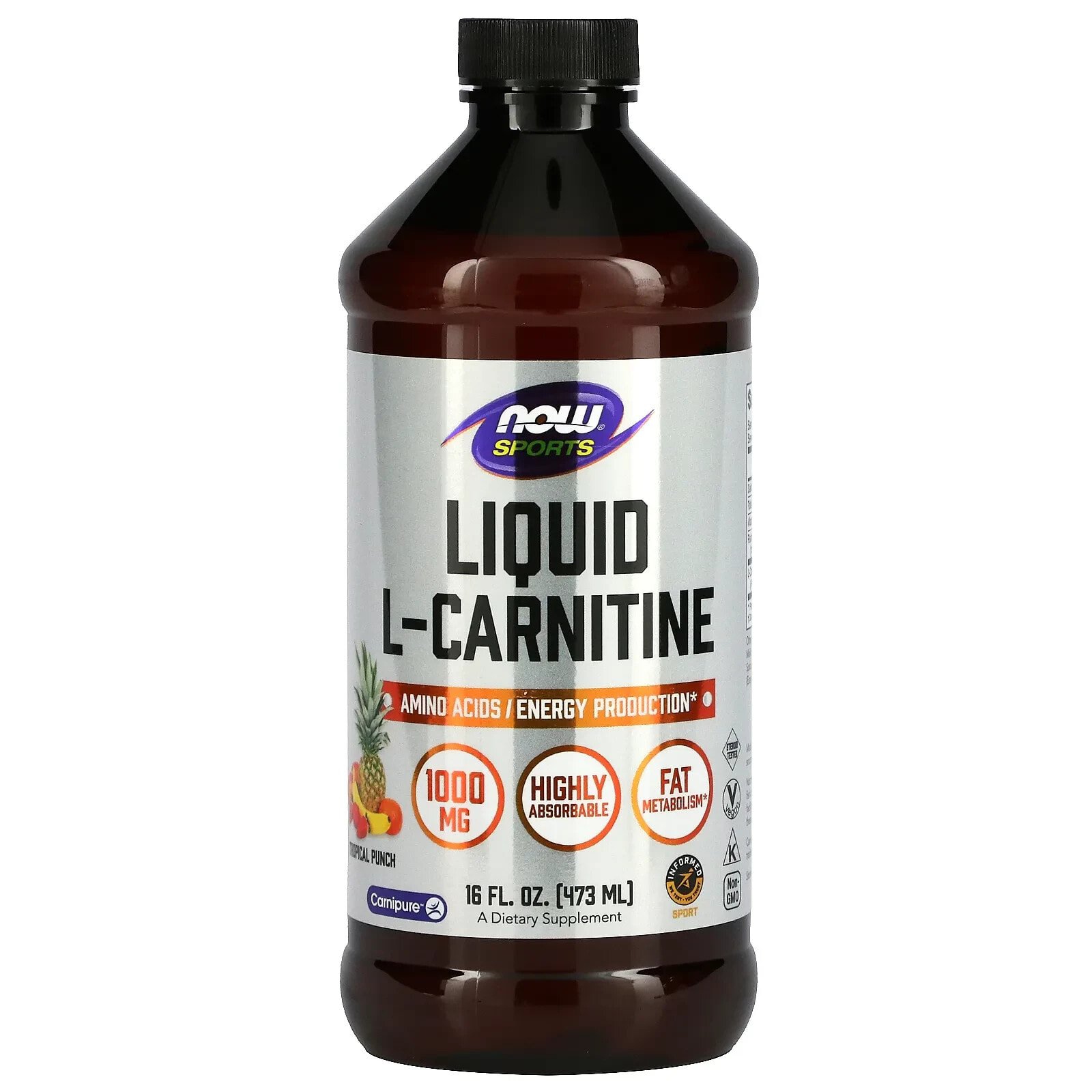 NOW Foods, Sports, Liquid L-Carnitine, Citrus, 1,000 mg, 32 fl oz (946 ml)