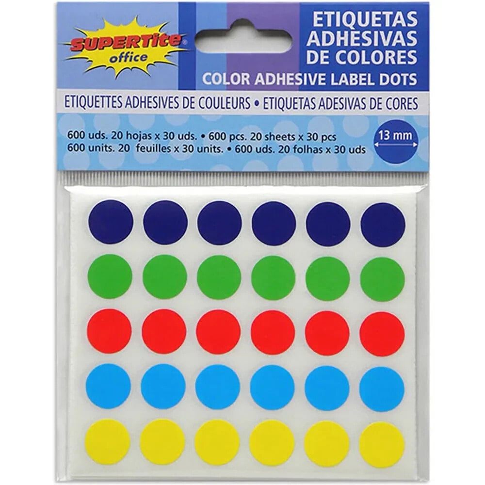 SUPERTITE Colored Adhesive Tags 13 mm 600 Units