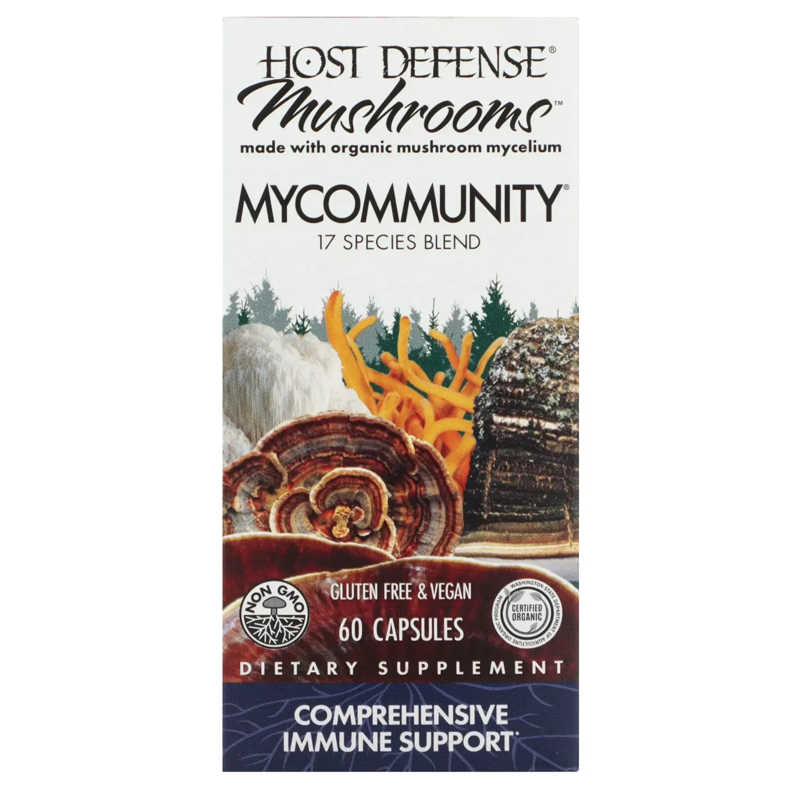 Fungi Perfecti Host Defense, Host Defense Mushrooms, MyCommunity, 120 капсул
