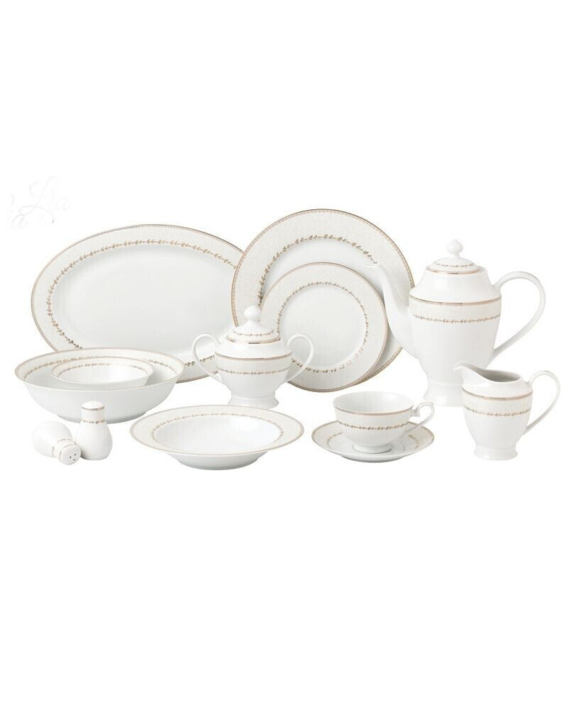 Lorren Home Trends dinnerware Fine China Service for 8 People-Lia, Set of 57